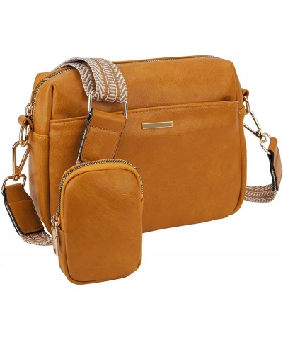 Small Crossbody Bags for Women, Vegan Soft Pu Leather Triple Zipper Purse Handbags Small-yellow $17.04 Crossbody Bags