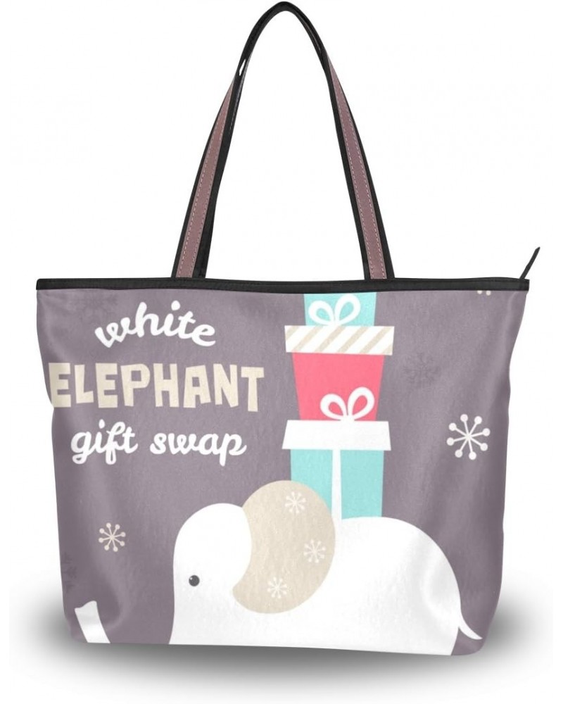 Cooper girl White Elephant Tote Bag Top Handle Handbag Shoulder Bag Large Capacity $22.19 Totes