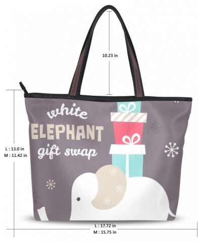 Cooper girl White Elephant Tote Bag Top Handle Handbag Shoulder Bag Large Capacity $22.19 Totes