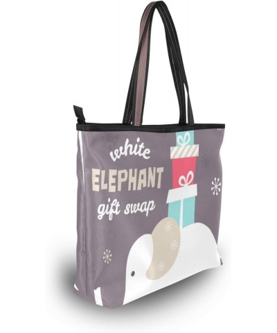 Cooper girl White Elephant Tote Bag Top Handle Handbag Shoulder Bag Large Capacity $22.19 Totes