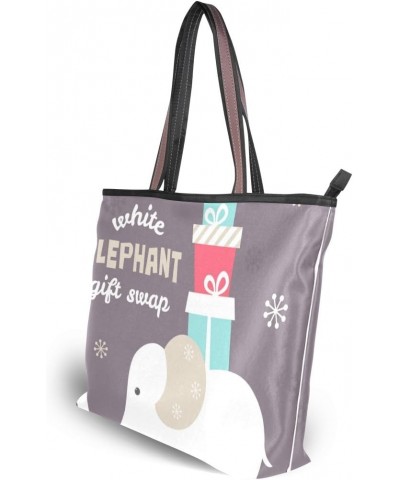 Cooper girl White Elephant Tote Bag Top Handle Handbag Shoulder Bag Large Capacity $22.19 Totes