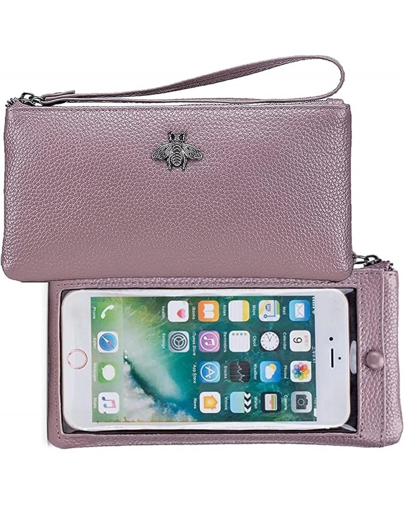 Genuine Leather Touch Screen Phone Clutch Bag Wristlet Handbag Wallet for Women Girls Lilac $11.28 Wristlets