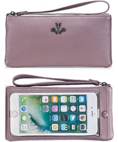 Genuine Leather Touch Screen Phone Clutch Bag Wristlet Handbag Wallet for Women Girls Lilac $11.28 Wristlets