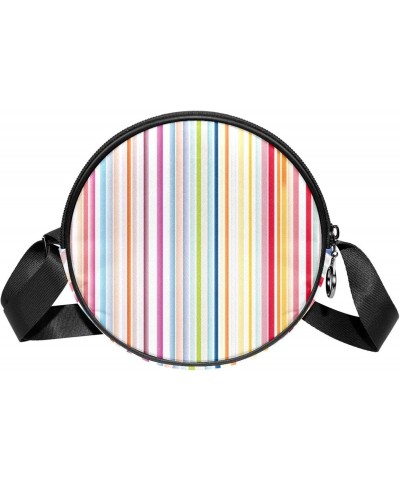 Small Round Crossbody Bags Shoulder Handbags, rainbow abstract striped $10.07 Crossbody Bags