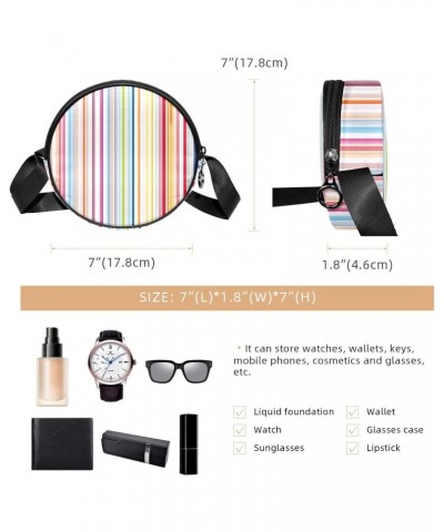 Small Round Crossbody Bags Shoulder Handbags, rainbow abstract striped $10.07 Crossbody Bags