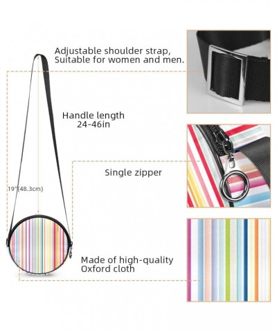 Small Round Crossbody Bags Shoulder Handbags, rainbow abstract striped $10.07 Crossbody Bags