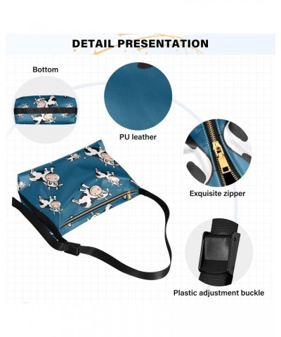 Cute Cow Print Animal Navy Blue Womens Tote Bag Leather Shoulder Bag For Women Men Large Hobo Cross Body Bags Handbag $19.37 ...