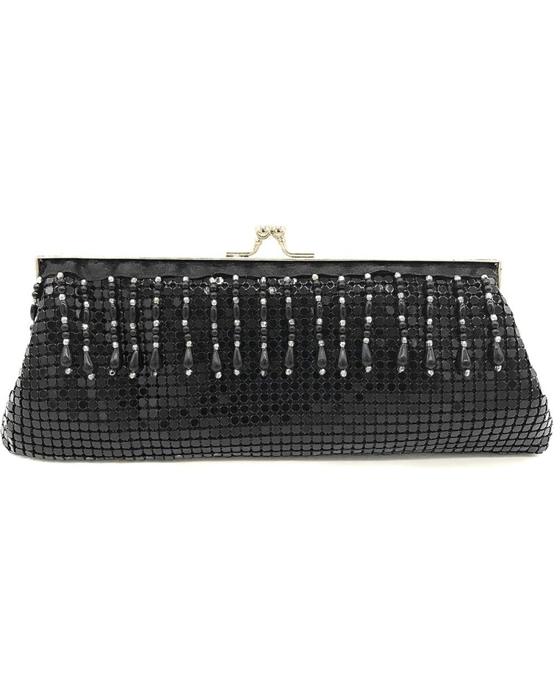 Evening Clutch Metal Mesh Purse Bag for Cocktail Party Prom Wedding Banquet Black-11 $12.74 Evening Bags