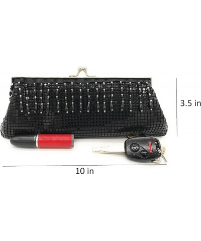 Evening Clutch Metal Mesh Purse Bag for Cocktail Party Prom Wedding Banquet Black-11 $12.74 Evening Bags