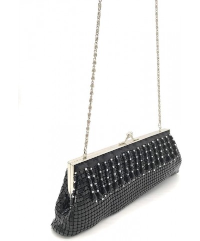 Evening Clutch Metal Mesh Purse Bag for Cocktail Party Prom Wedding Banquet Black-11 $12.74 Evening Bags