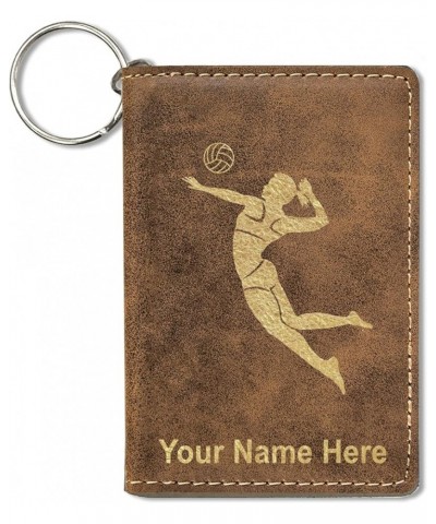 ID Holder Wallet, Volleyball Player Woman, Personalized Engraving Included (Teal) Rustic $14.55 Wallets