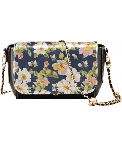 Flower Pattern Floral Crossbody Bags for Women Retro Cross Body Purse Small PU Leather Shoulder Handbags with Chain Strap $20...