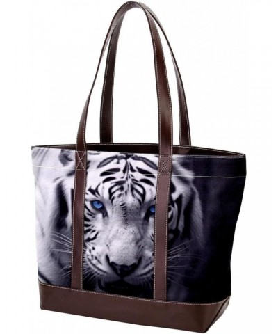 The Tote Bag For Women,Tote Bag With Zipper,Canvas Tote Bag,Black and White Tiger Handbags $19.65 Totes