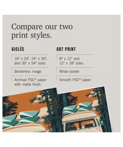 24x36 Inch Giclee Print, Trinidad, California, Letterpress, Camper Van $25.49 Totes