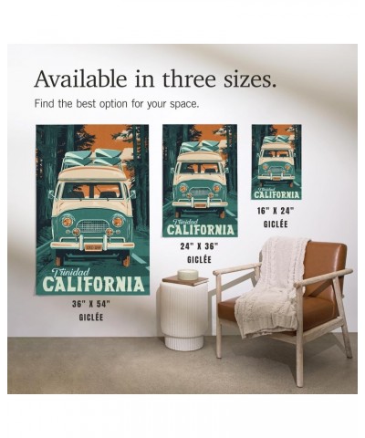 24x36 Inch Giclee Print, Trinidad, California, Letterpress, Camper Van $25.49 Totes