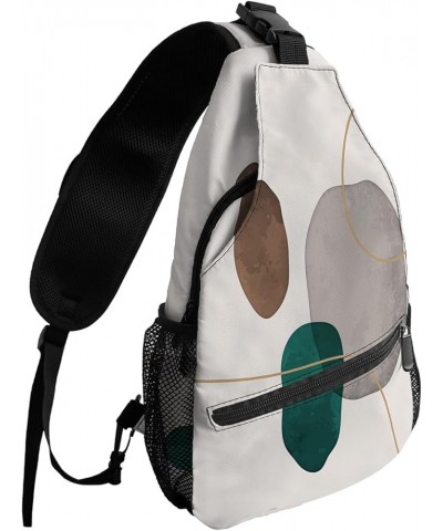 Sling Bag Crossbody Bag for Women Men Mid Century Tropical Leaves Abstract Art Waterproof Hiking Backpack Lightweight Chest S...