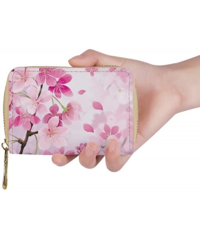 Custom Credit Card Wallet Holder Bag Zipper ID Card Travel Wallet PU Leather for Women Ladies Girls Men Cherry Blossom $13.43...