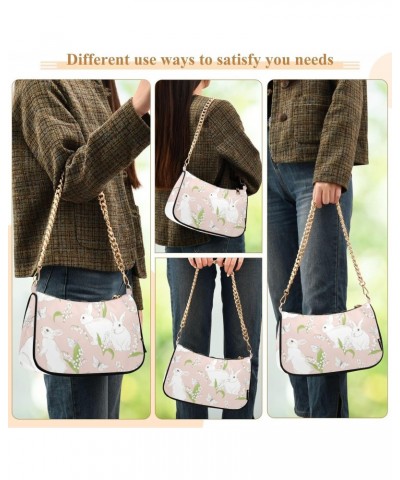 Cute Bunny with Lilies Shoulder Bags for Women, Mini Purse Small Shoulder Purses for Women Handbags Clutch Purse Trendy Purse...