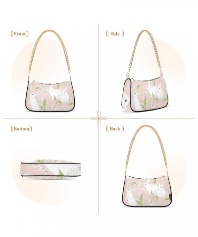 Cute Bunny with Lilies Shoulder Bags for Women, Mini Purse Small Shoulder Purses for Women Handbags Clutch Purse Trendy Purse...