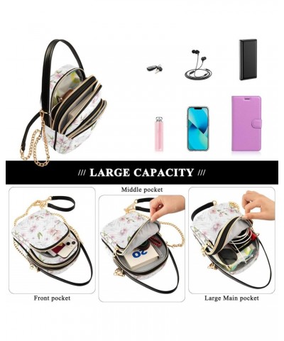 Spring Sakura Cherry Blossom Crossbody Bag for Women Cell Phone Purse Wallet with Removable Chain Shoulder Handbag for Passpo...