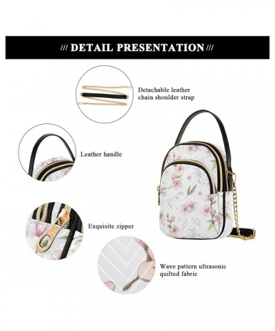 Spring Sakura Cherry Blossom Crossbody Bag for Women Cell Phone Purse Wallet with Removable Chain Shoulder Handbag for Passpo...