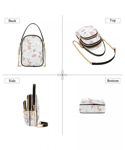 Spring Sakura Cherry Blossom Crossbody Bag for Women Cell Phone Purse Wallet with Removable Chain Shoulder Handbag for Passpo...