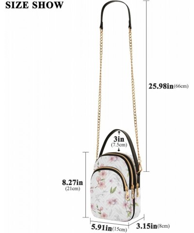 Spring Sakura Cherry Blossom Crossbody Bag for Women Cell Phone Purse Wallet with Removable Chain Shoulder Handbag for Passpo...