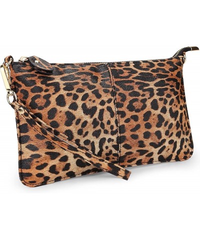 Leather Wristlet Clutch Wallet Purse Envelope Style Crossbody Bags for Women Mothers Day Gifts Leopard Brown $12.23 Wristlets