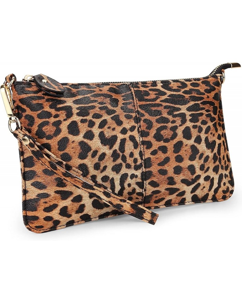 Leather Wristlet Clutch Wallet Purse Envelope Style Crossbody Bags for Women Mothers Day Gifts Leopard Brown $12.23 Wristlets