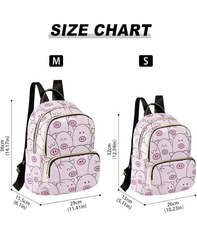 Cute Fat Pig on Pink Background Backpack Purse for Women Lightweight Back Pack Casual Daypack Travel Shoulder Bag Bookbag - M...