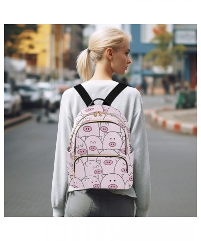 Cute Fat Pig on Pink Background Backpack Purse for Women Lightweight Back Pack Casual Daypack Travel Shoulder Bag Bookbag - M...