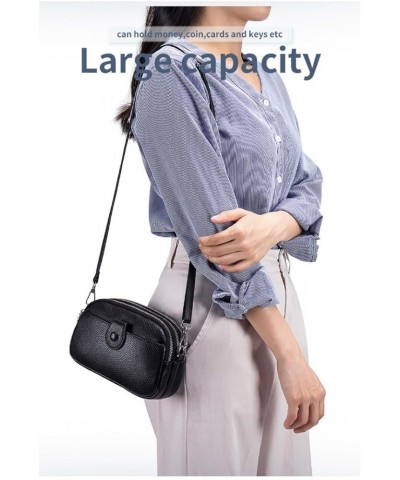 Genuine Leather Triple Zipper Mobile Phone Bag for Women Crossbody Purse Wallet Small Shoulder Bag Grey $19.46 Shoulder Bags