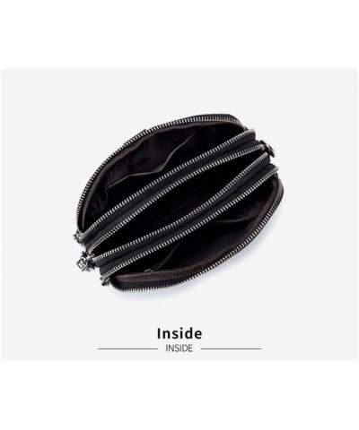 Genuine Leather Triple Zipper Mobile Phone Bag for Women Crossbody Purse Wallet Small Shoulder Bag Grey $19.46 Shoulder Bags