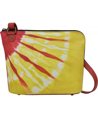 Crossbody Organizer Bag - Genuine Leather Tie Dye Sunset $40.06 Shoulder Bags