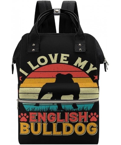 English Bulldog Pattern Backpack Work Business, Travel Rucksack Daypack for Adults Women, Handbag,Black English Bulldog Patte...