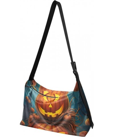 Halloween Purple Kittens Shoulder Bag for Women Man PU Leather Crossbody Bag with Adjustable Strap Evil Halloween Pumpkin $17...