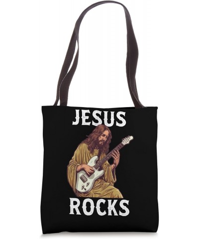 Jesus Rocks Christian Music Rock Star Guitar Religious Tote Bag $12.28 Totes