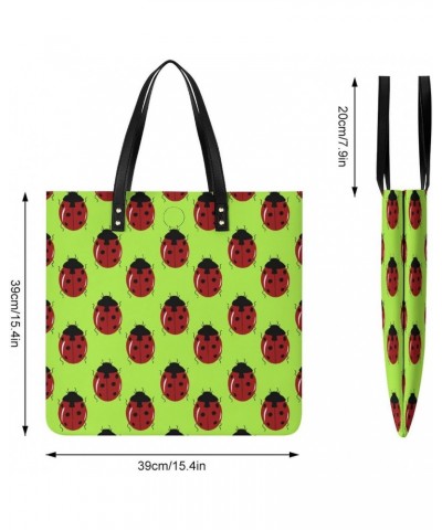 Cute Ladybug PU Leather Tote Bag Top Handle Satchel Handbags Shoulder Bags for Women Men $15.39 Handbags