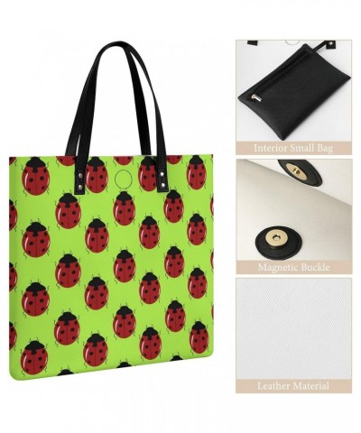 Cute Ladybug PU Leather Tote Bag Top Handle Satchel Handbags Shoulder Bags for Women Men $15.39 Handbags