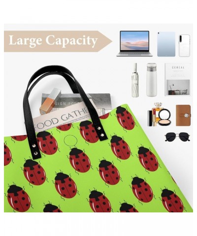 Cute Ladybug PU Leather Tote Bag Top Handle Satchel Handbags Shoulder Bags for Women Men $15.39 Handbags