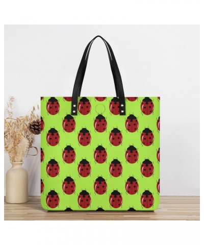 Cute Ladybug PU Leather Tote Bag Top Handle Satchel Handbags Shoulder Bags for Women Men $15.39 Handbags