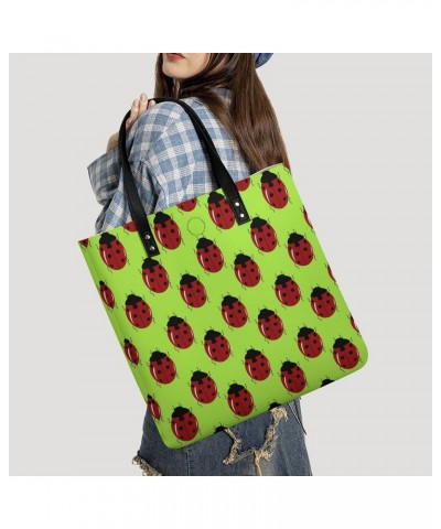 Cute Ladybug PU Leather Tote Bag Top Handle Satchel Handbags Shoulder Bags for Women Men $15.39 Handbags