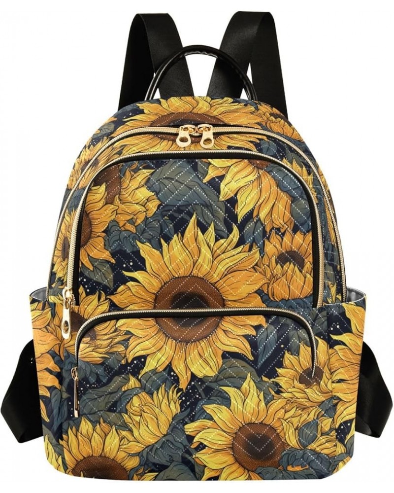 Yellow Sunflowers and Stars Women's Backpack Purse Causal Daypack Work Travel College Business Trip Bag Shoulder Bag Medium $...