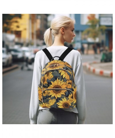 Yellow Sunflowers and Stars Women's Backpack Purse Causal Daypack Work Travel College Business Trip Bag Shoulder Bag Medium $...