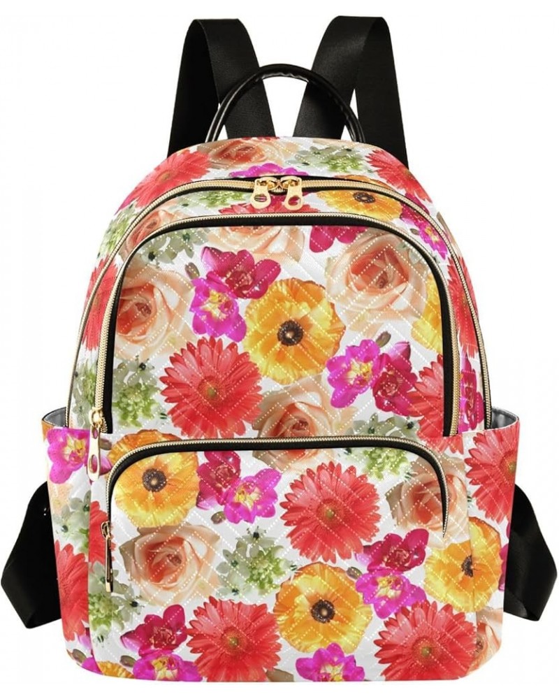 Rose Daisy Flower Flroal Small Backpack Purse for Women Travel Bag Fashion Daypack Back Pack Shoulder Bag Multicolor Small $1...