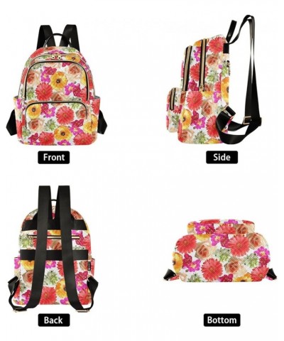 Rose Daisy Flower Flroal Small Backpack Purse for Women Travel Bag Fashion Daypack Back Pack Shoulder Bag Multicolor Small $1...