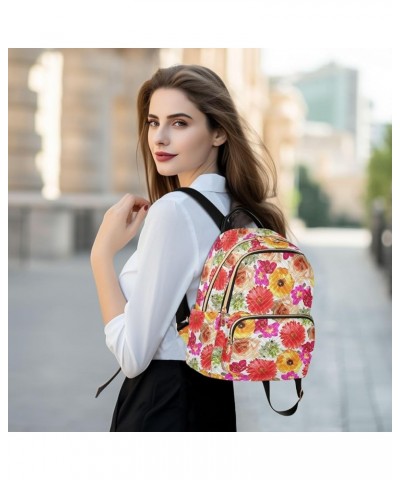 Rose Daisy Flower Flroal Small Backpack Purse for Women Travel Bag Fashion Daypack Back Pack Shoulder Bag Multicolor Small $1...