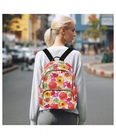 Rose Daisy Flower Flroal Small Backpack Purse for Women Travel Bag Fashion Daypack Back Pack Shoulder Bag Multicolor Small $1...