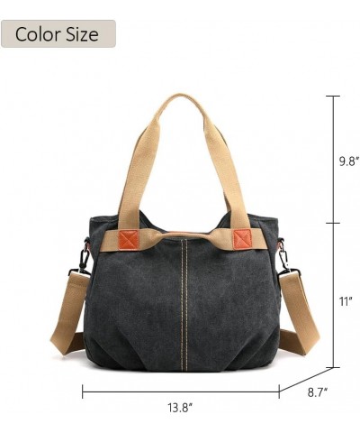 Designer Canvas Tote Bag for Women Large Fashion Shoulder Handbag Shopping Hobo Purses Trendy Crossbody Satchel Bag Black $23...