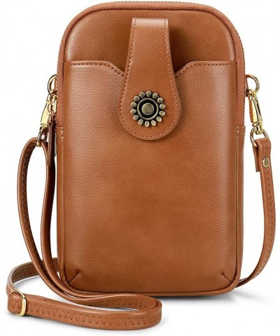 Leather Small Crossbody Bags for Women, Cell Phone Bag Wallet Purse with Card Slots Brown $17.09 Crossbody Bags